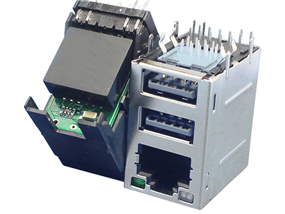 RJ45 jack with USB3.0 W/transformer